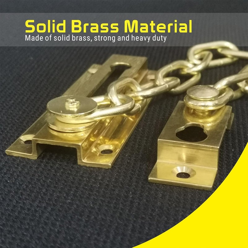 Siwil Security Door Chain Guard Solid Brass, Heavy-Duty Home Security, Sturdy and Rust-Resistant Brass Door Lock Security Chain (Brass) - Image 3